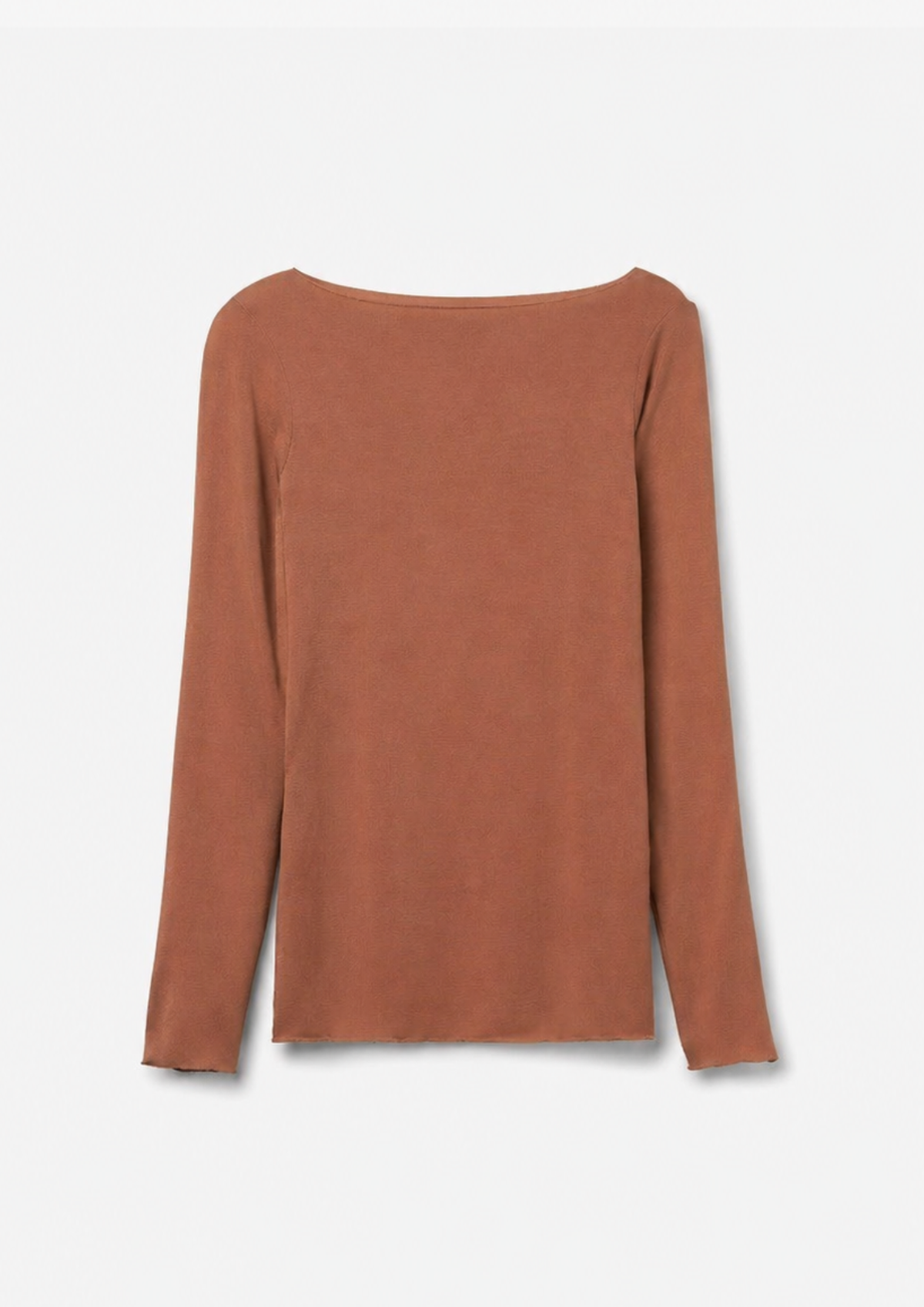 Alea Baselayer i Burnt Amber – langærmet cashmere-top til dame